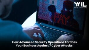 Digital shield protecting a business network, symbolizing advanced security operations.