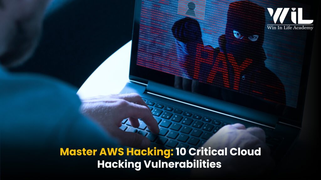 Secure cloud infrastructure with a digital shield protecting AWS services from cyber threats, representing AWS hacking defense and ethical hacking.