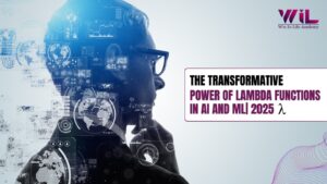A dynamic image showing intertwined code symbols and cloud icons, with AI and machine learning elements like neural networks and data streams, representing the integration of Python Lambda functions with AWS Lambda for scalable AI/ML solutions.