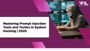 Digital syringe injecting text into a stylized AI brain, representing prompt injection in system hacking.