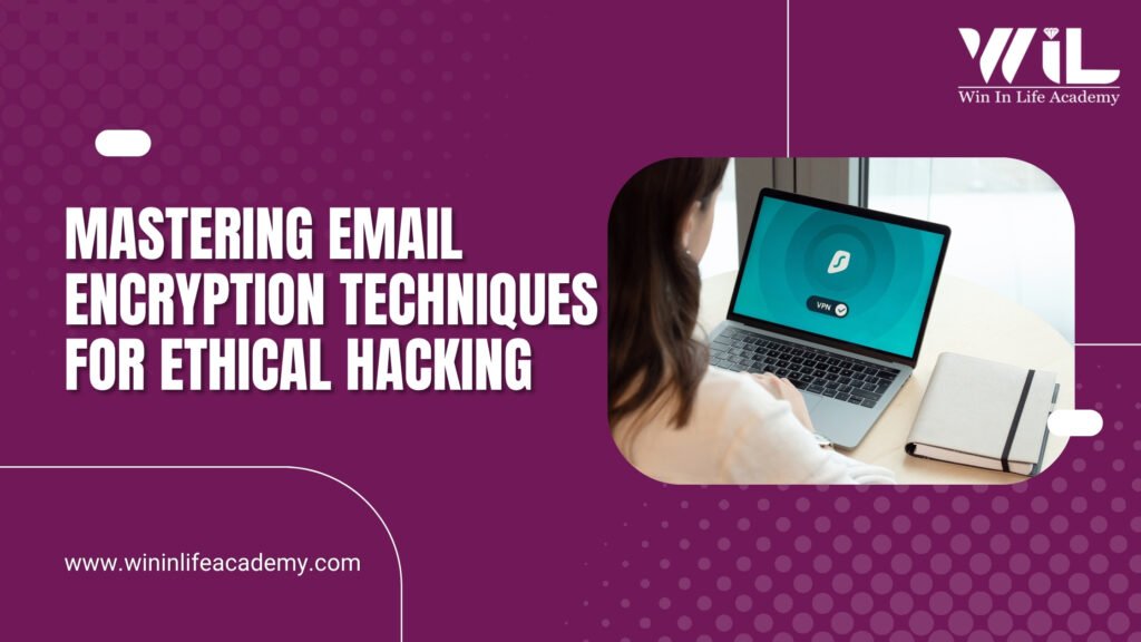 Locked padlock symbol overlaid on an email icon, signifying secure email encryption for ethical hacking in 2025.