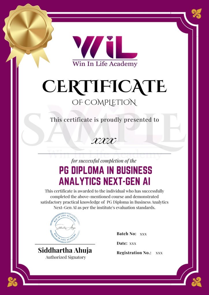 PG Diploma in Business Analytics Next-Gen AI certificate