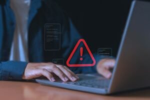 GenAI security risks showing data leakage, AI hallucination, phishing, and insecure code threats in workplace environments