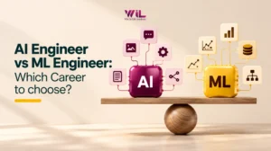 A comparison chart illustrating the roles, skills, and responsibilities of AI engineers and ML engineers.