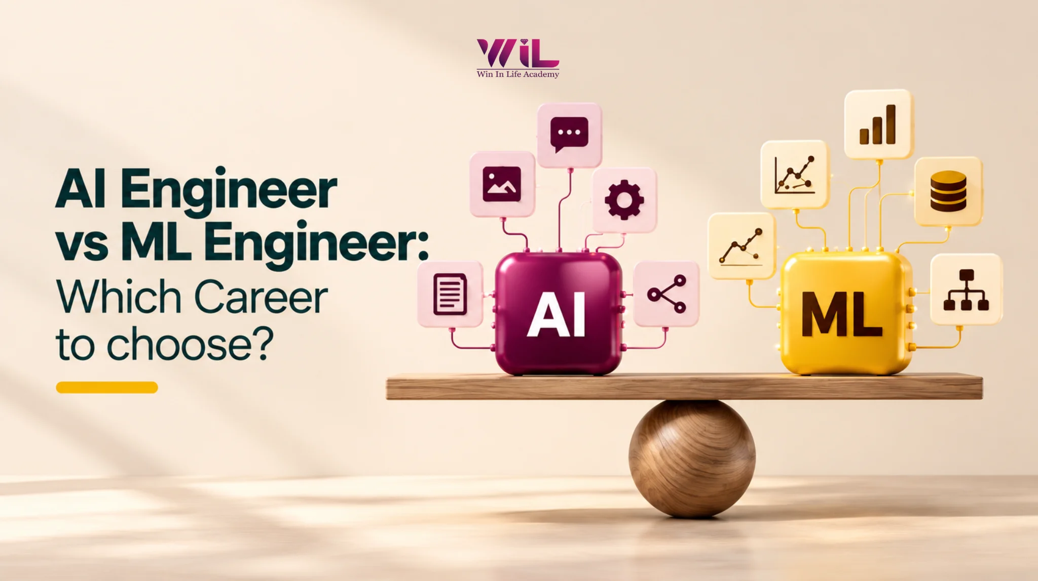 A comparison chart illustrating the roles, skills, and responsibilities of AI engineers and ML engineers.