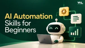 AI automation skills showing artificial intelligence workflows, automation tools, machine learning, and business process optimization