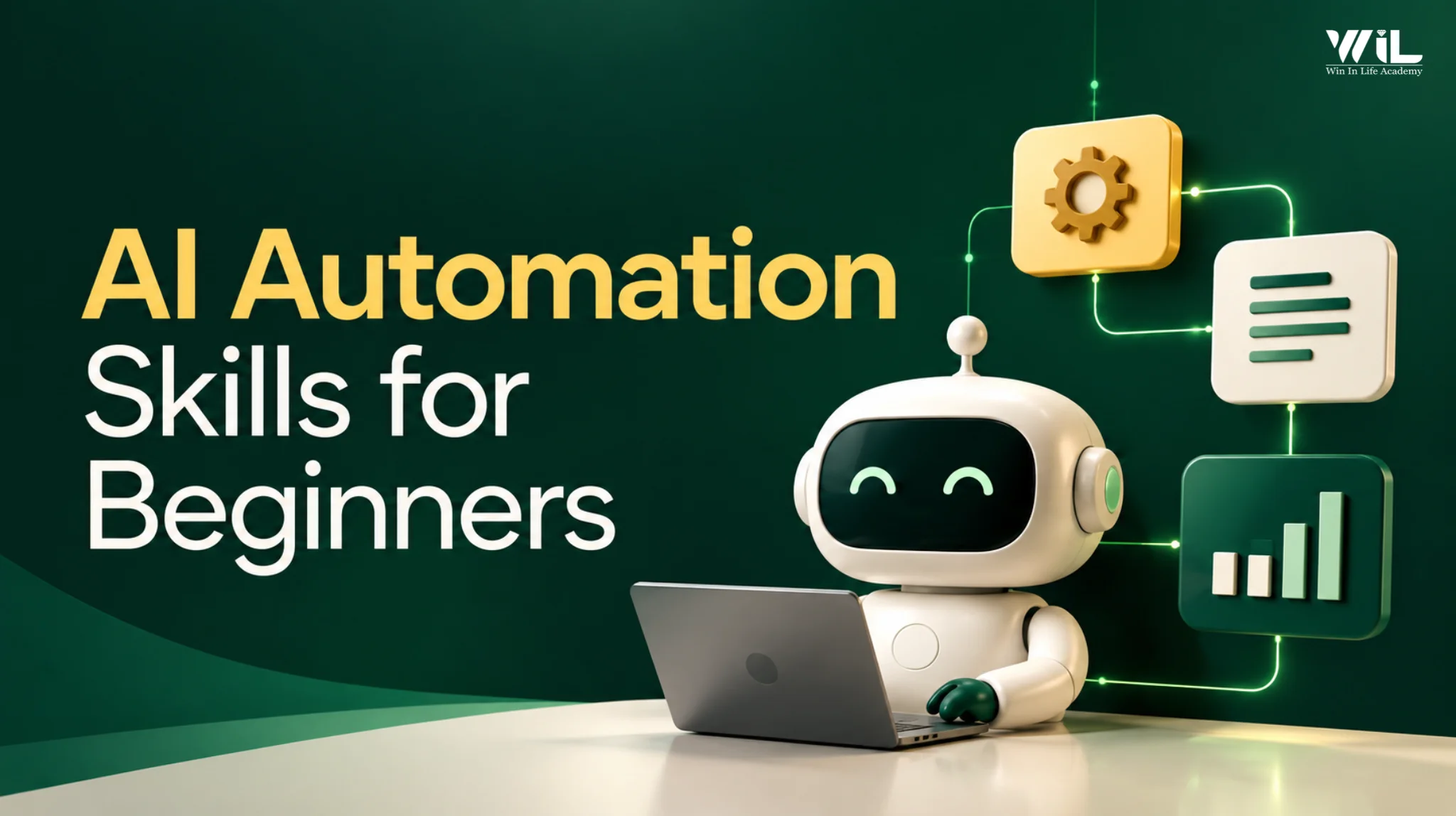 AI automation skills showing artificial intelligence workflows, automation tools, machine learning, and business process optimization