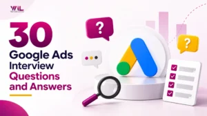 Google Ads interview questions covering PPC concepts, campaign optimization, keyword research, and advertising strategies